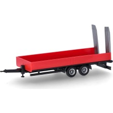 Herpa 076913-002 1/87 Ölçek, Alçak Kasalı, Rampalı, Araç Yükleme Römorku, Kırmızı, Sergilemeye Hazır Model Araç