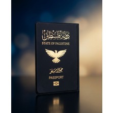 Zaytoon Filistin Pasaport Kılıfı - Altın Baskılı Siyah Pasaport Koruyucu