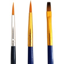 Sanathobi Samur 3'lü Hobi Karışık Akrilik Fırça Seti, Düz Kesik Fırça, Sivri Uç Fırça, Hobi Fırça Seti