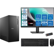 Dell Tower ECT1250 Intel® Core™ İ7-14700 64GB Ddr5 256GB SSD 4GB/RX550 Freedos +23.8" Monitör Tower Masaüstü Bilgisayar 24RPLSR00727F21+ZETTAUSBBELLEK