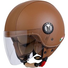 Sway Sw 701 Brown Leather Yarım Kask - Motodede