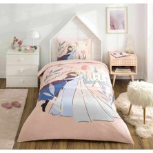 Özdilek Lisanslı Lastikli Çarşaflı Tek Kişilik Çocuk Nevresim Takımı-Frozen Sisterhood Somon