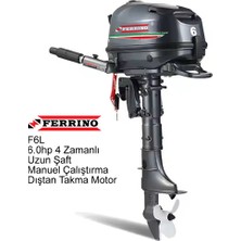 Ferrino 6 Hp 4T Dıştan Takma Motor (Model:F6BML) Uzun Şaft Manuel