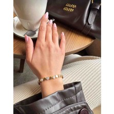 Güneş Takı Yuvarlak Desen Gold-Gümüş Bileklik