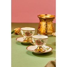 Cooker Gülpare 2 Kişilik 90 ml Porselen Kahve Fincan Takımı CKR3868