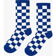 Carnaval Socks Mavi Dama Desenli Renkli Spor Çorap