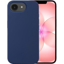 Case World Apple iPhone 17E ile Uyumlu Kapak Kamera Bölümü Açık Içi Kadife Lansman Silikon Kılıf - Lacivert