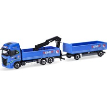 Herpa 315265 1/87 Ölçek, Iveco S-Way Kamyon ve Römorku (Reinert), Mavi, Sergilemeye Hazır Model Araç