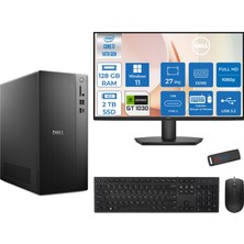 Dell Tower ECT1250 Intel® Core™ İ7-14700 128GB Ddr5 2tb SSD 4GB/GT1030  WIN11HOME +27" Monitör Tower Masaüstü Bilgisayar 27RPLSR00721H39+ZETTAUSBBELLEK