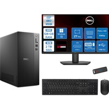Dell Tower ECT1250 Intel® Core™ İ7-14700 128GB Ddr5 2tb SSD 4GB/RX550 WIN11PRO +27" Monitör Tower Masaüstü Bilgisayar 27RPLSR00727P39+ZETTAUSBBELLEK