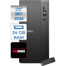 Dell Tower ECT1250 Intel® Core™ İ7-14700 24GB Ddr5 1tb SSD 4GB/RX550 WIN11HOME Mini Tower Masaüstü Bilgisayar RPLSR00727H08+ZETTAUSBBELLEK