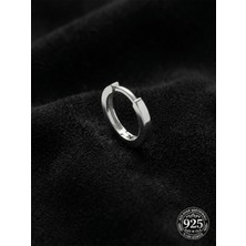 Roza Silver 925 Ayar Gümüş Rodyum Kaplama Yuvarlak Erkek Halka Küpe - Tek (2X14MM)