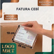 Erfa Plastik Ambalaj Kargo Fatura Cebi 19X26 cm 1.000 Adet Kargo Evrak Poşeti Şeffaf Yapışkanlı Su Geçirmez, Dayanıklı