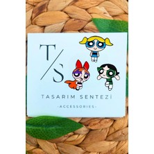 Tasarım Sentezi Rozet Metal Broş 3'lü Powerpuff Girls Bubbles Buttercup Blossom Yaka Okul Çanta Kıyafet Şapka Takı
