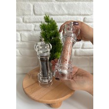 1 Adet Şeffaf Akrilik 19 cm Büyük Boy Baharat Tuz Karabiber Öğütücü Değirmeni