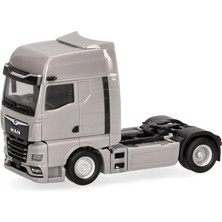 Herpa 315876-003 1/87 Ölçek, Man Tgx Gx 2 Akslı, Aynalı Camlı Çekici, Platinyum Gri, Sergilemeye Hazır Model Araç