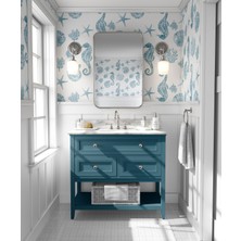 Lotus Aura Denizatı ve Deniz Kabuklu Mavi Duvar Kağıdı Sahil Temalı Duvar Kağıdı