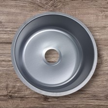 K-38 Nexona Desenli Geniş Giderli Sifon Dahil Tezgahaltı ve Üstü Paslanmaz Çelik Yuvarlak Eviye  Içten Içe Ölçü 38  Dıştan Dışa   Ölçü 42