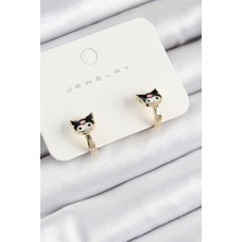 Evyora Pirinç Kuromi Model Gold Renk Çocuk Küpe