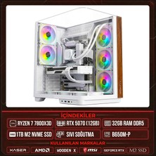 Xaser Wooden X120 Ryzen 7 7800X3D 32GB Ddr5 Ram 1tb M.2 Nvme SSD 12GB RTX5070 Sıvı Soğutmalı Masaüstü Oyuncu Oem Bilgisayar