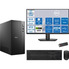 Dell Tower ECT1250 Intel® Core™ İ7-14700 128GB Ddr5 256GB SSD 6GB/RTX3050 WIN11PRO +27" Monitör Tower Masaüstü Bilgisayar 27RPLSR00723P36+ZETTAUSBBELLEK
