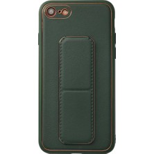 No35 Newface iPhone 7 Kılıf Coco Deri Standlı Kapak - Yeşil