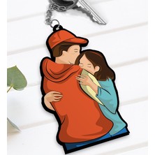 BK Gift Kişiye Özel Kız Kardeş Karikatürlü Şeffaf Pleksi Anahtarlık-1