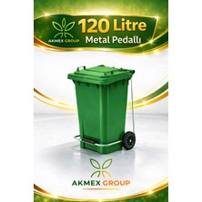 Akmex Metal Pedallı Plastik Çöp Konteyneri 120 Litre Konteyner - A Isıya Karşı Dayanıklı-