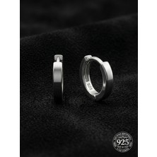 Roza Silver 925 Ayar Gümüş Rodyum Kaplama Yuvarlak Tragus - Piercing Halka Küpe - Çift (2X9MM)
