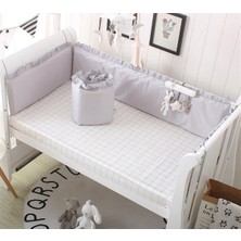Jaju Baby Fırfırlı Gri Renk Beşik / Montessori Kenar Koruma 90X190