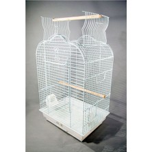 EuroGold Techmrt Pet Papağan Kafesi Açılır Çatılı Beyaz 47X36X70
