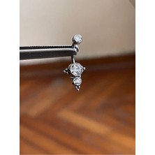 Rupen Kraft Üç Taş Gümüş Renk Ultraliğht 10 mm Titanyum Göbek Piercingi