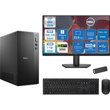Dell Tower ECT1250 Intel® Core™ İ7-14700 128GB Ddr5 1tb SSD 6GB/RTX3050 WIN11PRO +23.8" Monitör Tower Masaüstü Bilgisayar 24RPLSR00723P38+ZETTAUSBBELLEK