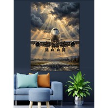 Artmeg Bulutlar Arasından Iniş Yapan Uçak Dekoratif Kanvas - Mdf Ahşap Tablo