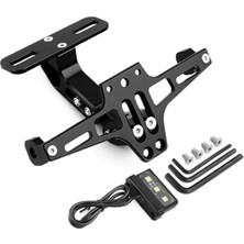 Moto Gz Motosiklet Katlanır Plakalık Cnc Metal -Ledli- Sinyal Bağlantılı -Siyah