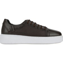 Ziya, Erkek Hakiki Deri Sneaker 161423Z515 Kahve
