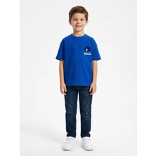 Alyakids Erkek Çocuk Mavi Sonic Karakter Baskılı Oversize %100 Pamuklu Tişört