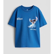 Alyakids Erkek Çocuk Tişört Stitch Baskılı Pamuklu Oversize