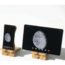 Wood Stone Art Telefon Tablet Standı Ahşap Masaüstü Tutucu Portatif Geçmeli Telefonluk
