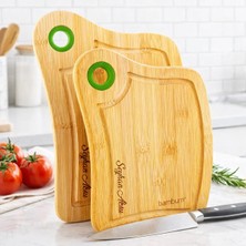 Bk Gift Kişiye Özel Isimli Bambum Zeri 2’li Bambu Kesme Tahtası – Doğal Bambu Mutfak Tahtası Seti