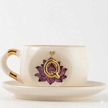 BSK Ceramics Handmade Harfli Lotus Çay Fincanı Inner Peace Q Harfi