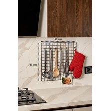 Edora Home Siyah Çok Amaçlı Dekoratif Mutfak Düzenleyici 43*43 cm Pano, Yapışkan Hediyeli