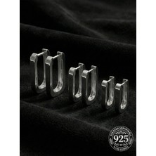 Roza Silver 925 Ayar Gümüş Rodyum Kaplama Dikdörtgen Huggie Halka Küpe Seti 3'lü Çift - (Büyük-Orta-Küçük 3mm En)