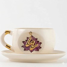 BSK Ceramics Handmade Harfli Lotus Çay Fincanı Inner Peace W Harfi