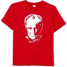 Sahra Atatürk Baskılı Kısa Kollu Bisiklet Yaka Çocuk Tişört 5-8 Yaş