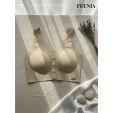 Feenia Nudenity Kadın Önden Düğmeli Dikişsiz Hayalet Sütyen