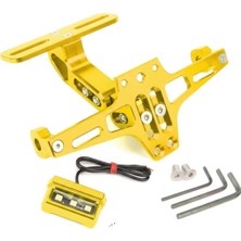Moto Gz Motosiklet Katlanır Plakalık Cnc Metal -Ledli- Sinyal Bağlantılı -Gold