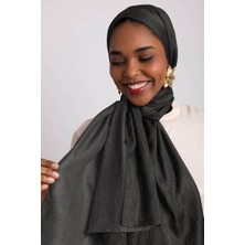 AYSHARA Aura Monogram Desenli Çift Taraflı Şal - Koyu Gri