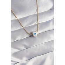 Evyora 316L Çelik Gold Renk Mineli Nazar Model Kolye