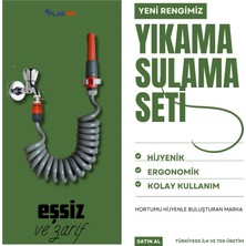 Plasyay Balkon Veranda Yıkama Lans Fonksiyonlu Hortum Seti 2.5 Metre Gri